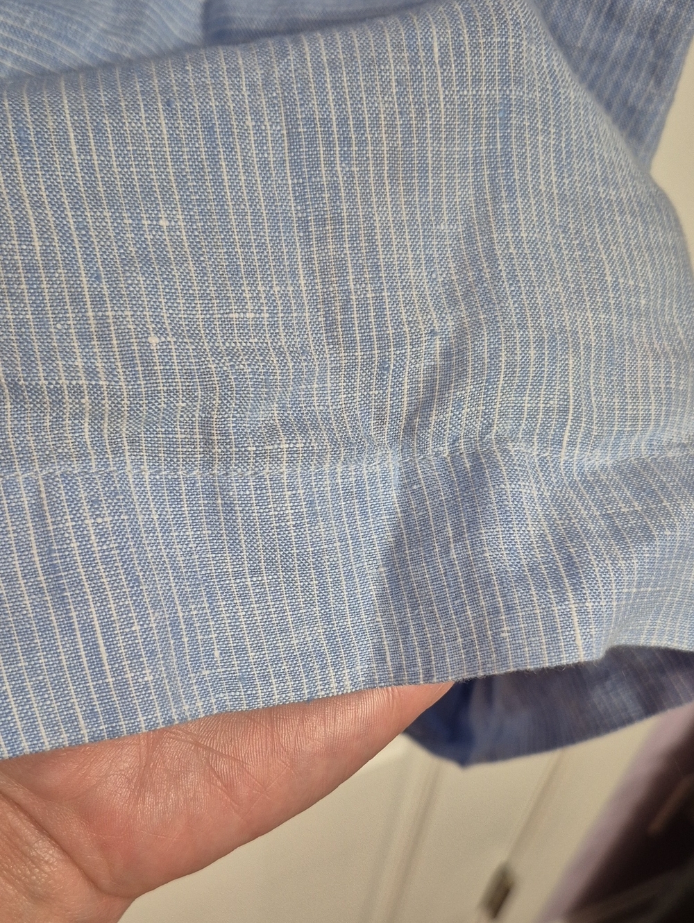 PURE JILL Light Blue and White Linen Button-Front Shirt Dress - Picture 9 of 10